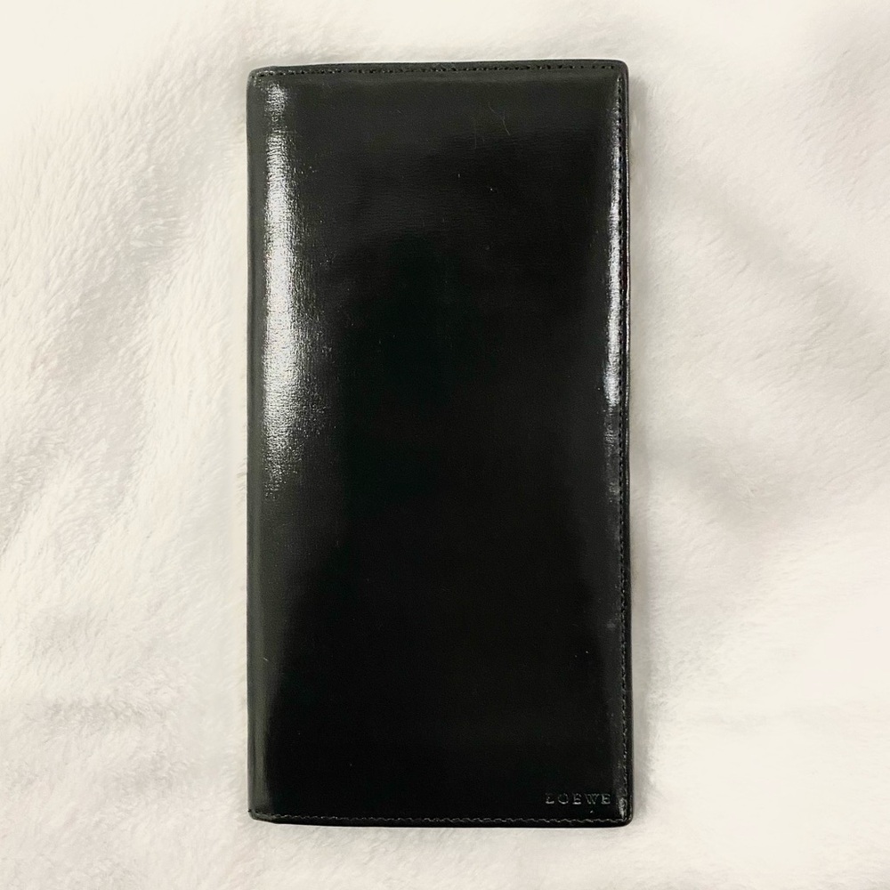 Loewe EUC Vtg Glossy Black Leather Wallet/Card Holder
